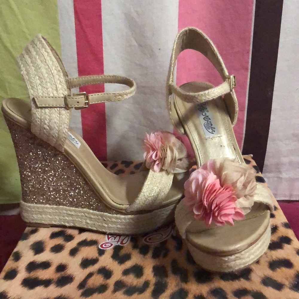 Naught Monkey Platform Glitter Wedges - image 2